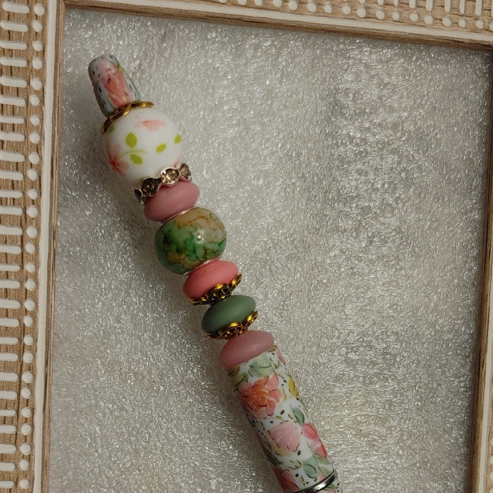 Floral Ceramic Beaded Pen